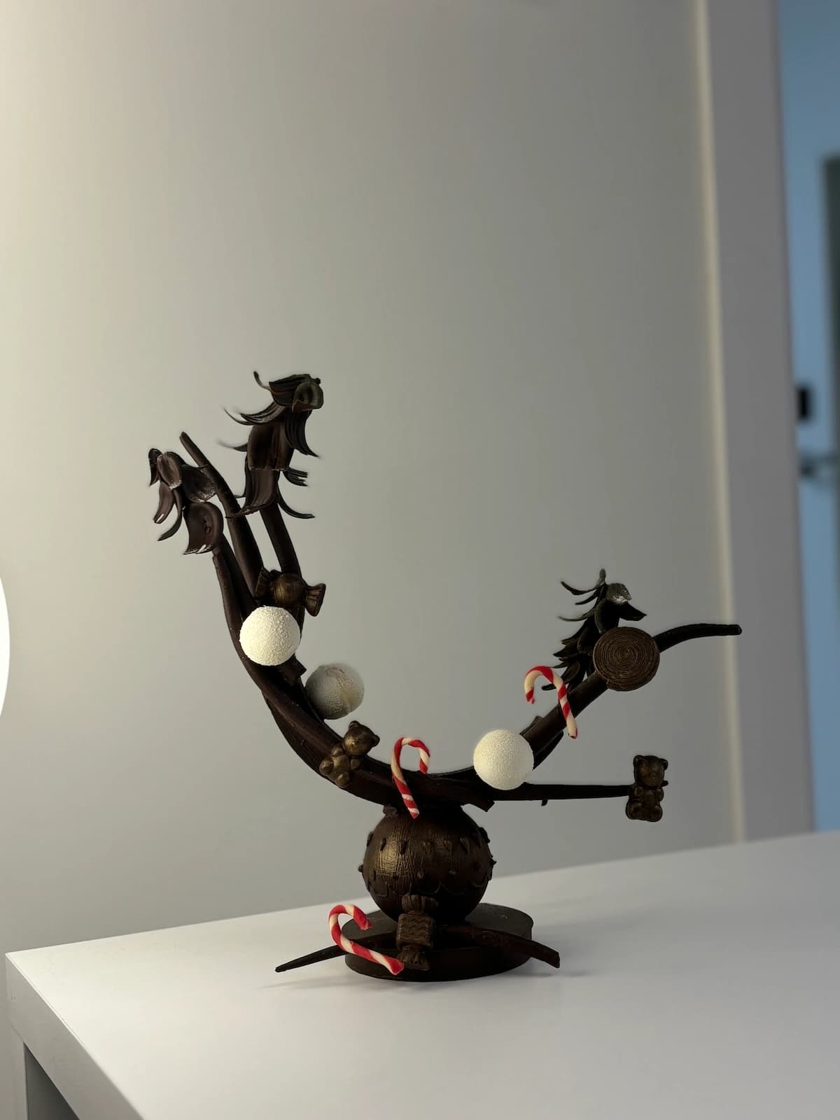 Festive chocolate sculpture